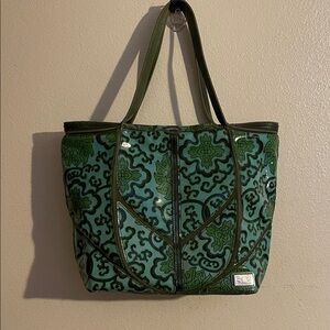 Beijo Green and Blue Patterned Shoulder Bag
